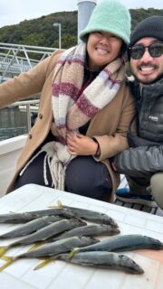 Mid winter fishing with our guests from the US. Caught some mackerel and had sushi. #fishingjapan #osakabay #sushi